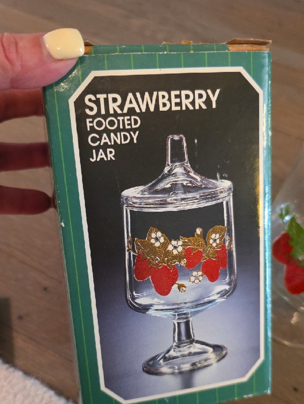 Strawberry Footed/ Pedestal Candy Jar - By Carlton Vintage 1986 - Picture 2 of 8